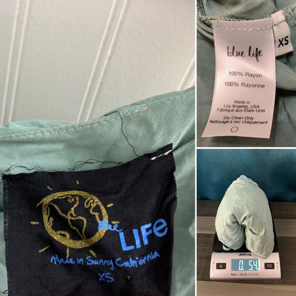 BLUE LIFE Green Teal Acid Wash Sleeveless Side Slit Asymmetrical Dress XS - Picture 11 of 12